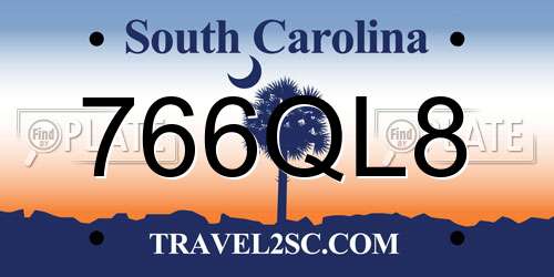 766QL8 South Carolina License Plate
