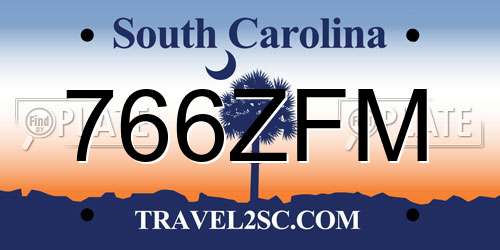 766ZFM South Carolina License Plate