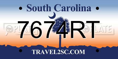 7674RT South Carolina License Plate