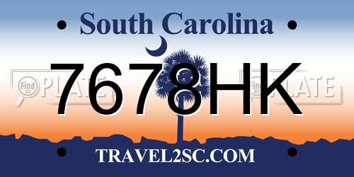 7678HK South Carolina License Plate
