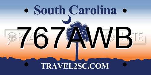 767AWB South Carolina License Plate