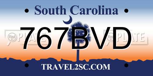 767BVD South Carolina License Plate
