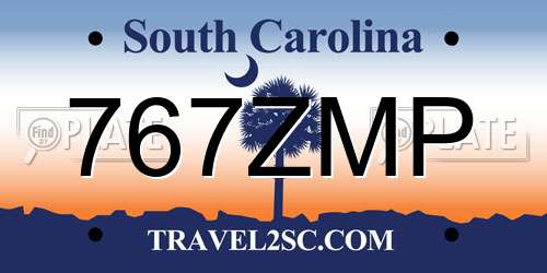 767ZMP South Carolina License Plate