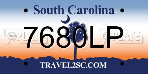7680LP South Carolina License Plate