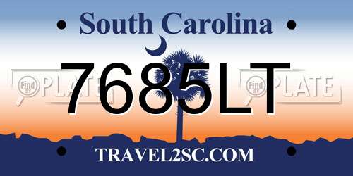7685LT South Carolina License Plate