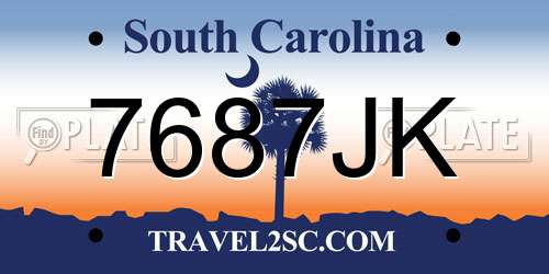 7687JK South Carolina License Plate