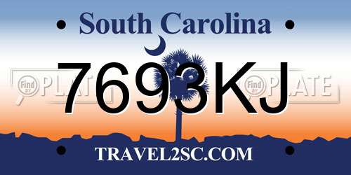 7693KJ South Carolina License Plate