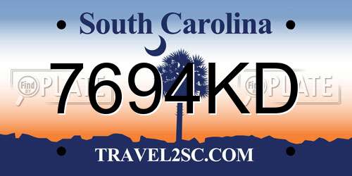 7694KD South Carolina License Plate