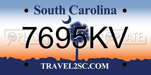 7695KV South Carolina License Plate