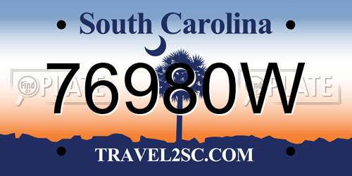 76980W South Carolina License Plate