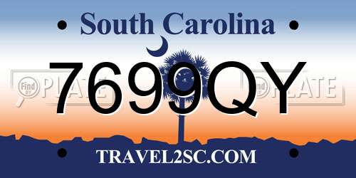 7699QY South Carolina License Plate