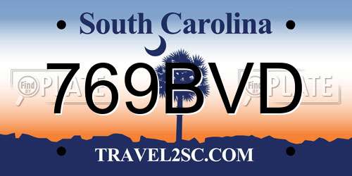 769BVD South Carolina License Plate