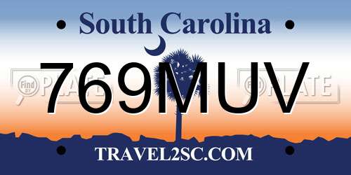 769MUV South Carolina License Plate