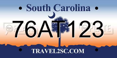 76AT123 South Carolina License Plate
