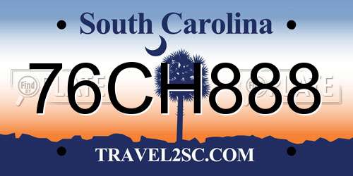 76CH888 South Carolina License Plate