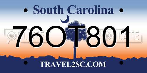 76OT801 South Carolina License Plate