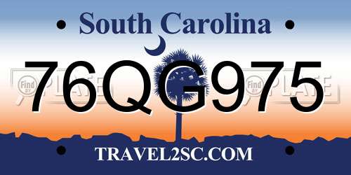 76QG975 South Carolina License Plate