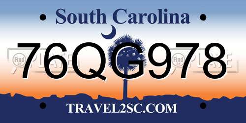 76QG978 South Carolina License Plate