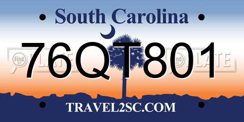 76QT801 South Carolina License Plate