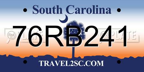 76RB241 South Carolina License Plate