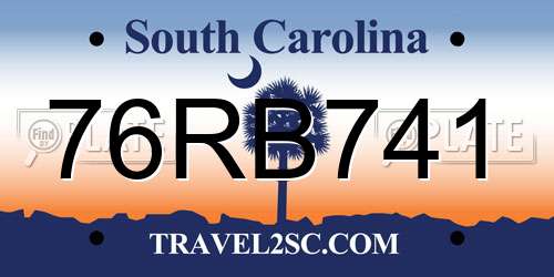 76RB741 South Carolina License Plate