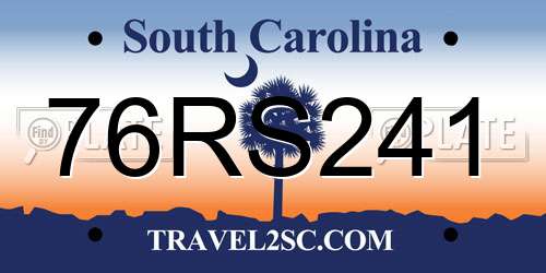 76RS241 South Carolina License Plate