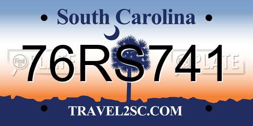 76RS741 South Carolina License Plate