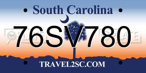 76SV780 South Carolina License Plate