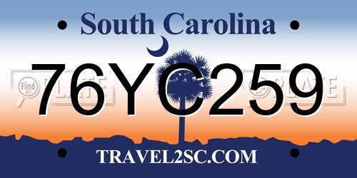76YC259 South Carolina License Plate
