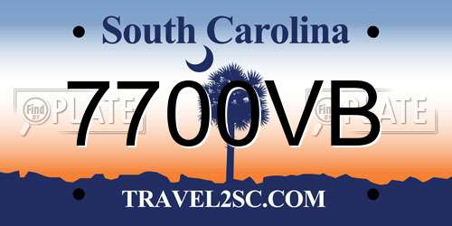 7700VB South Carolina License Plate