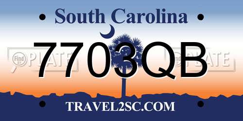 7703QB South Carolina License Plate