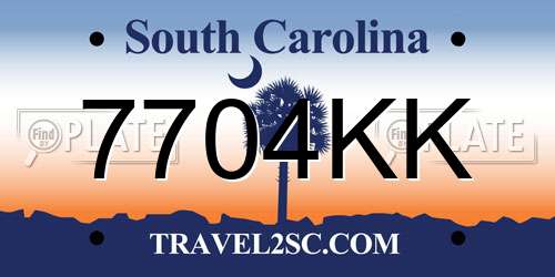7704KK South Carolina License Plate