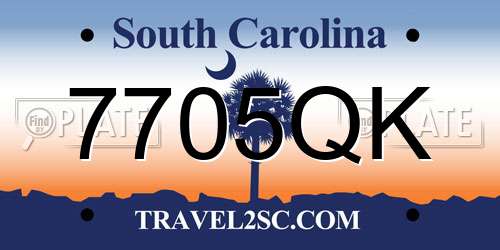 7705QK South Carolina License Plate
