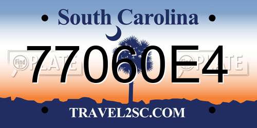 77060E4 South Carolina License Plate