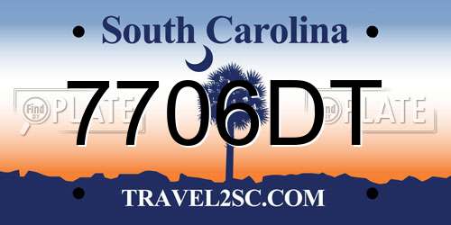 7706DT South Carolina License Plate