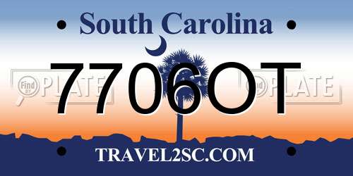 7706OT South Carolina License Plate