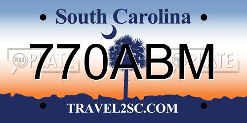 770ABM South Carolina License Plate