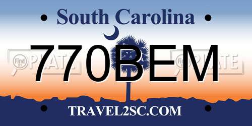 770BEM South Carolina License Plate