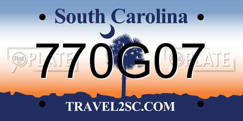 770G07 South Carolina License Plate