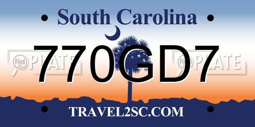 770GD7 South Carolina License Plate