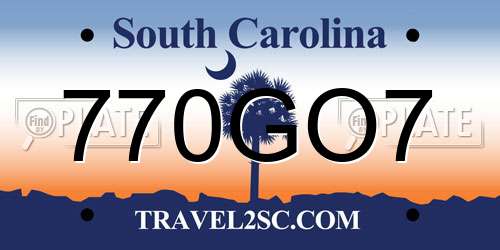 770GO7 South Carolina License Plate