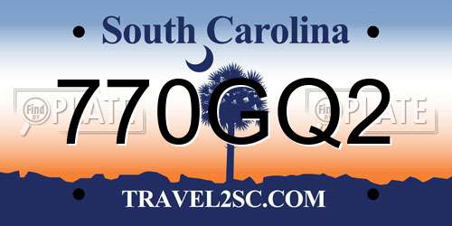 770GQ2 South Carolina License Plate