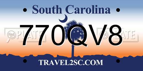 770QV8 South Carolina License Plate