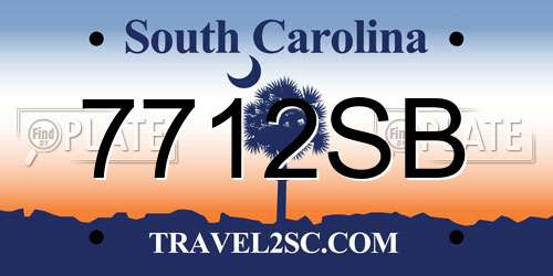 7712SB South Carolina License Plate