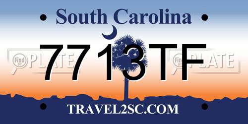 7713TF South Carolina License Plate