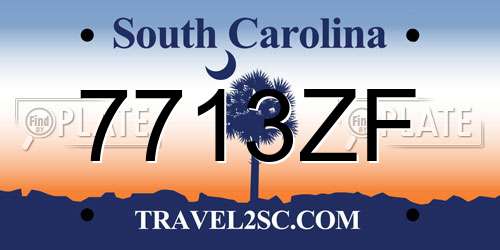 7713ZF South Carolina License Plate