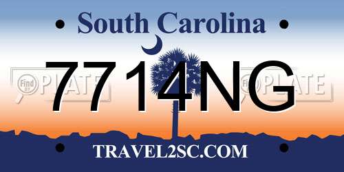 7714NG South Carolina License Plate