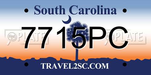7715PC South Carolina License Plate
