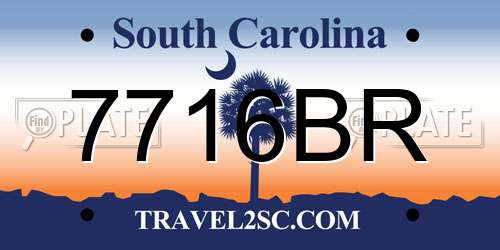 7716BR South Carolina License Plate