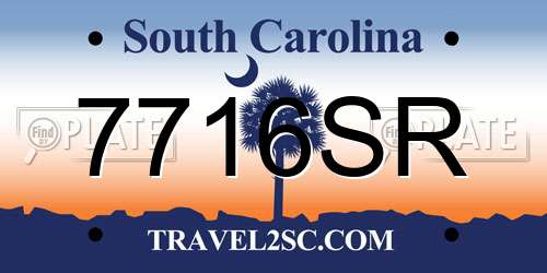 7716SR South Carolina License Plate